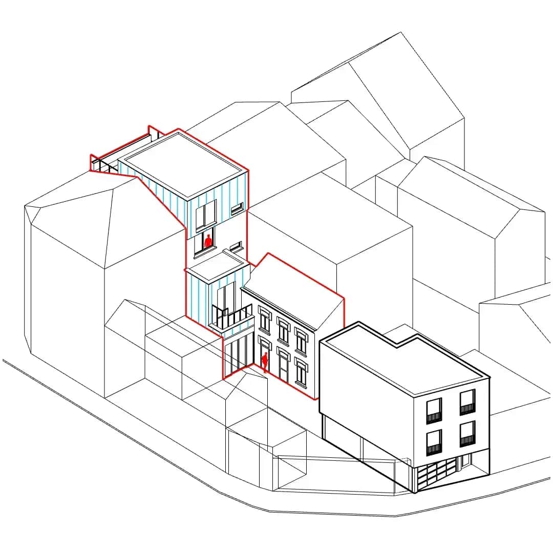 Façade place Coronmeuse pour une transformation d'immeuble en région liégeoise