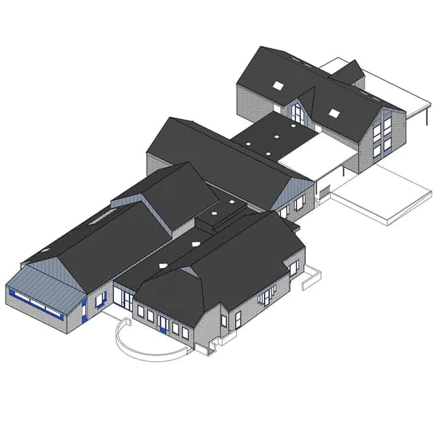 Axonométrie du projet à l'étape du permis d'urbanisme