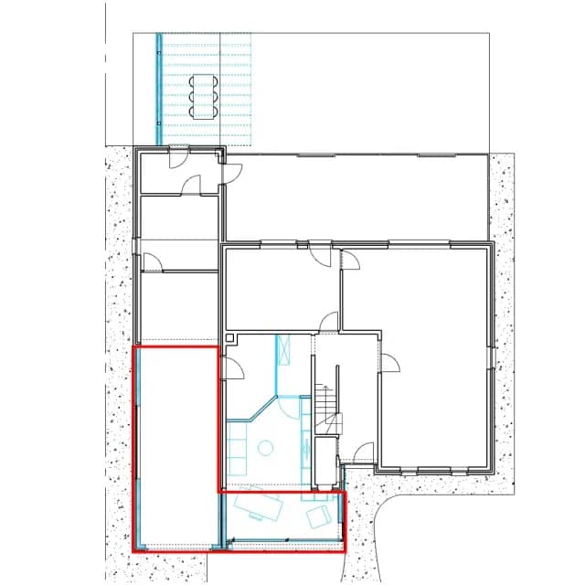 Plan de permis de l'extension de la maison unifamiliale en agglomération liégeoise
