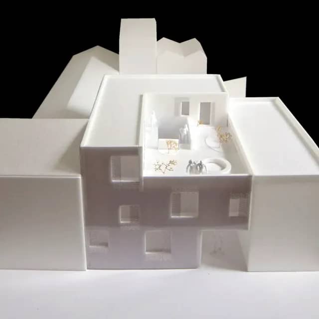 Maquette de l'immeuble avec sa terrasse en toiture