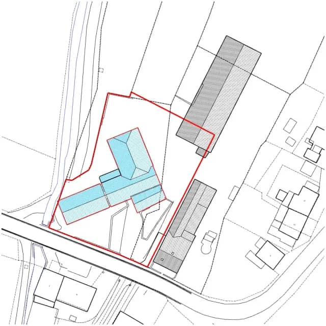 Plan d'implantation de la ferme à Raeren