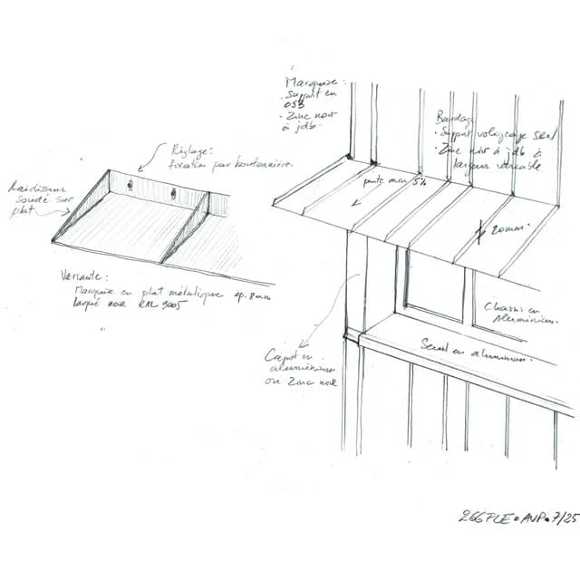 Esquisse du détail constructif de la casquette